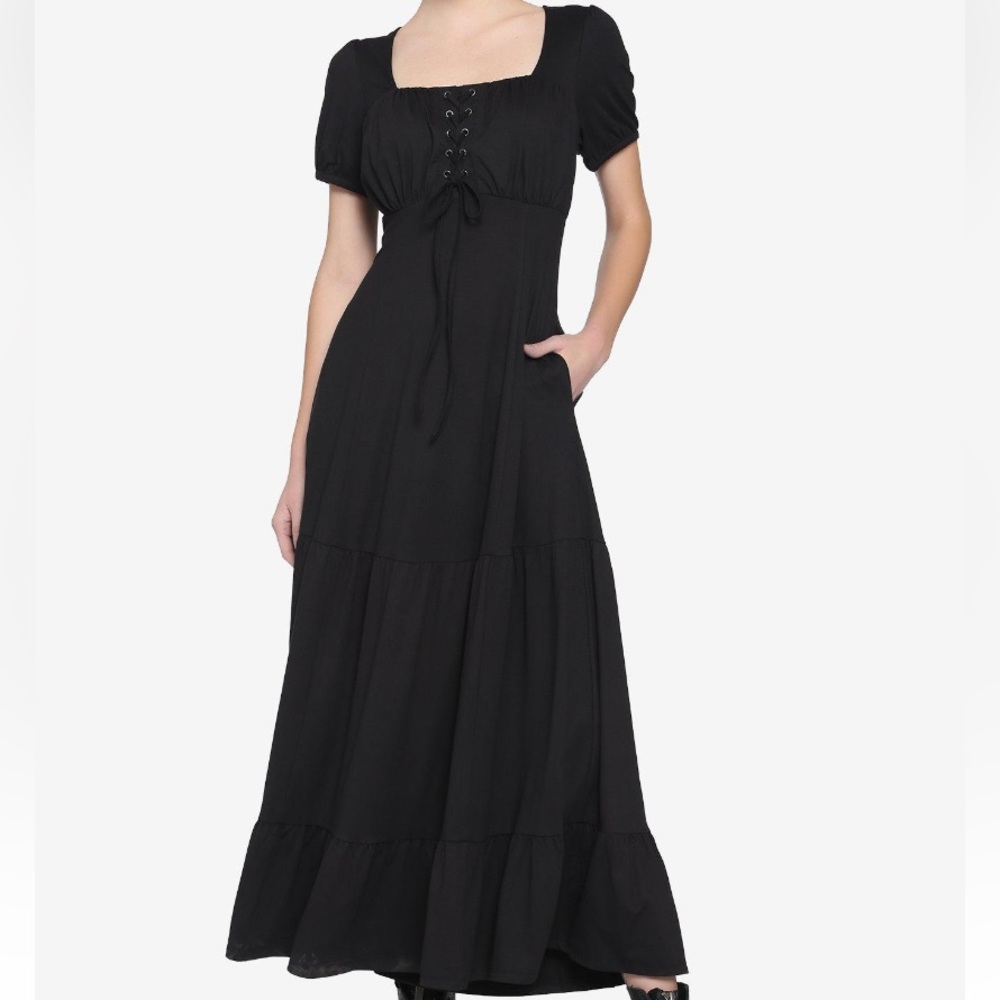 Black Empire Maxi Dress Hot Topic Witchy Witch Spooky Gothic Goth